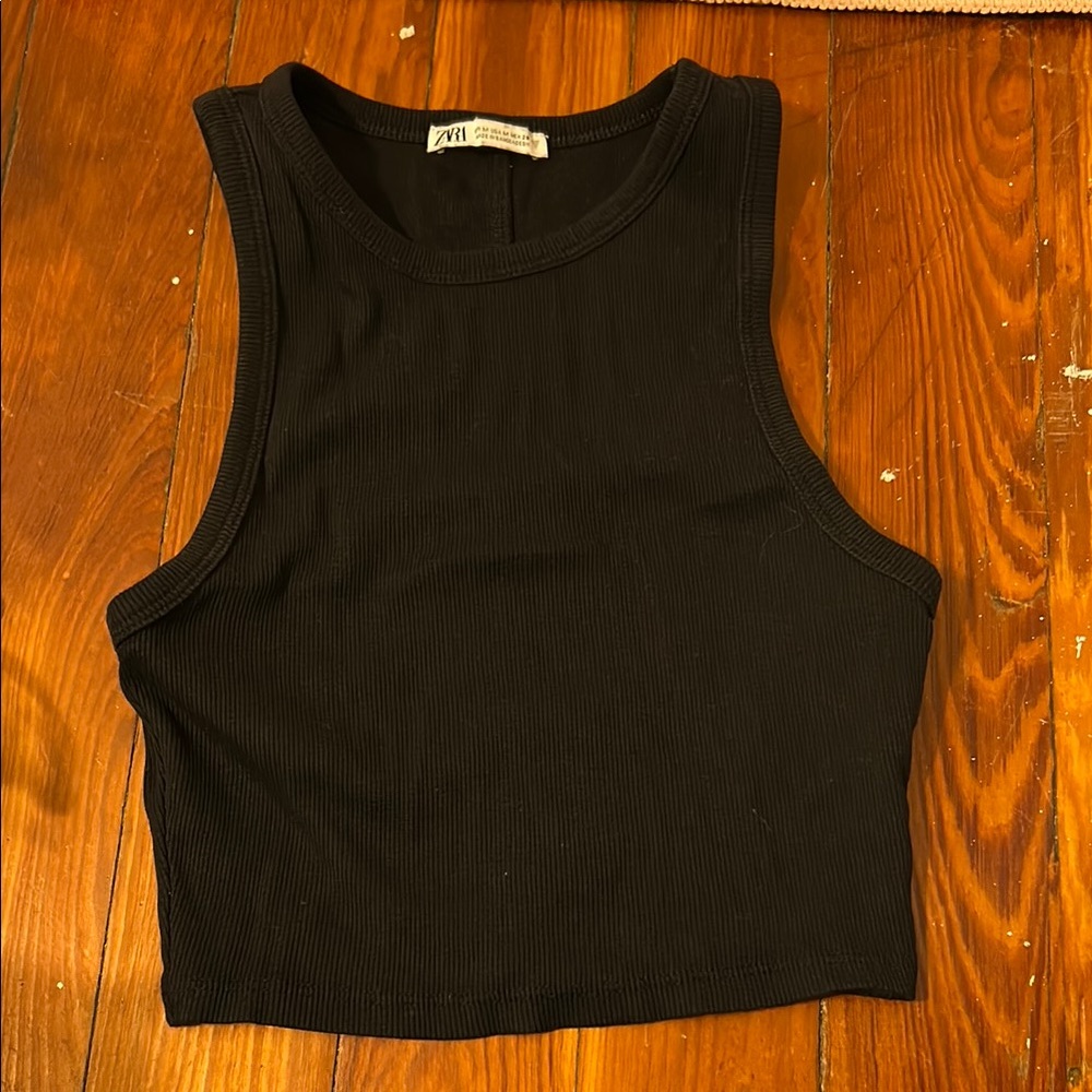 Zara Black Ribbed Tank Top